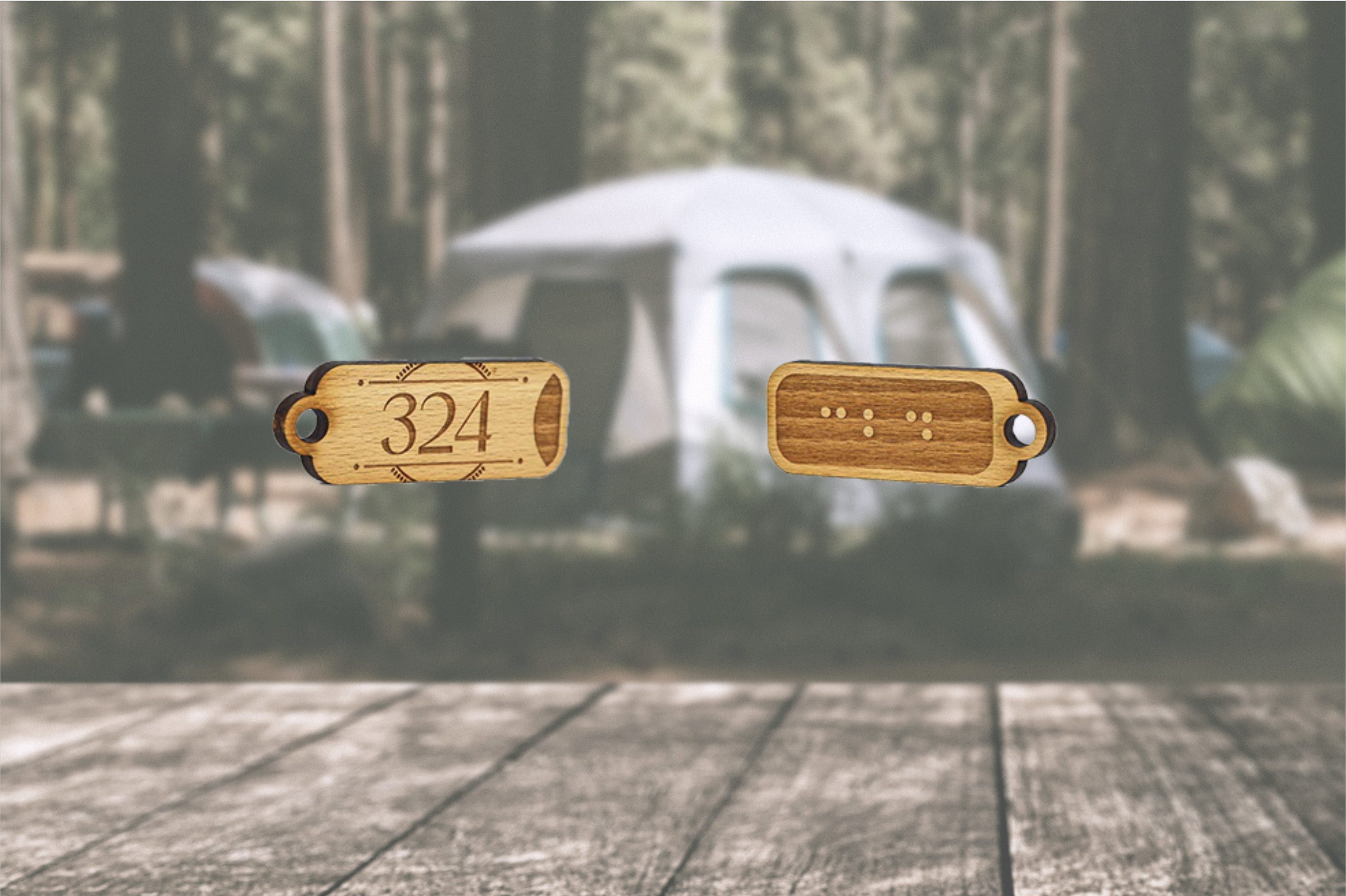 Porte-clés bois sur mesure camping ***