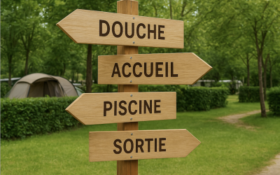 Panneaux directionnel en bois pour camping